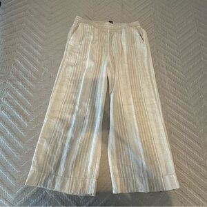 Tahari Women Pull On Linen Blend Capri Crop Wide Leg Pants Size Large